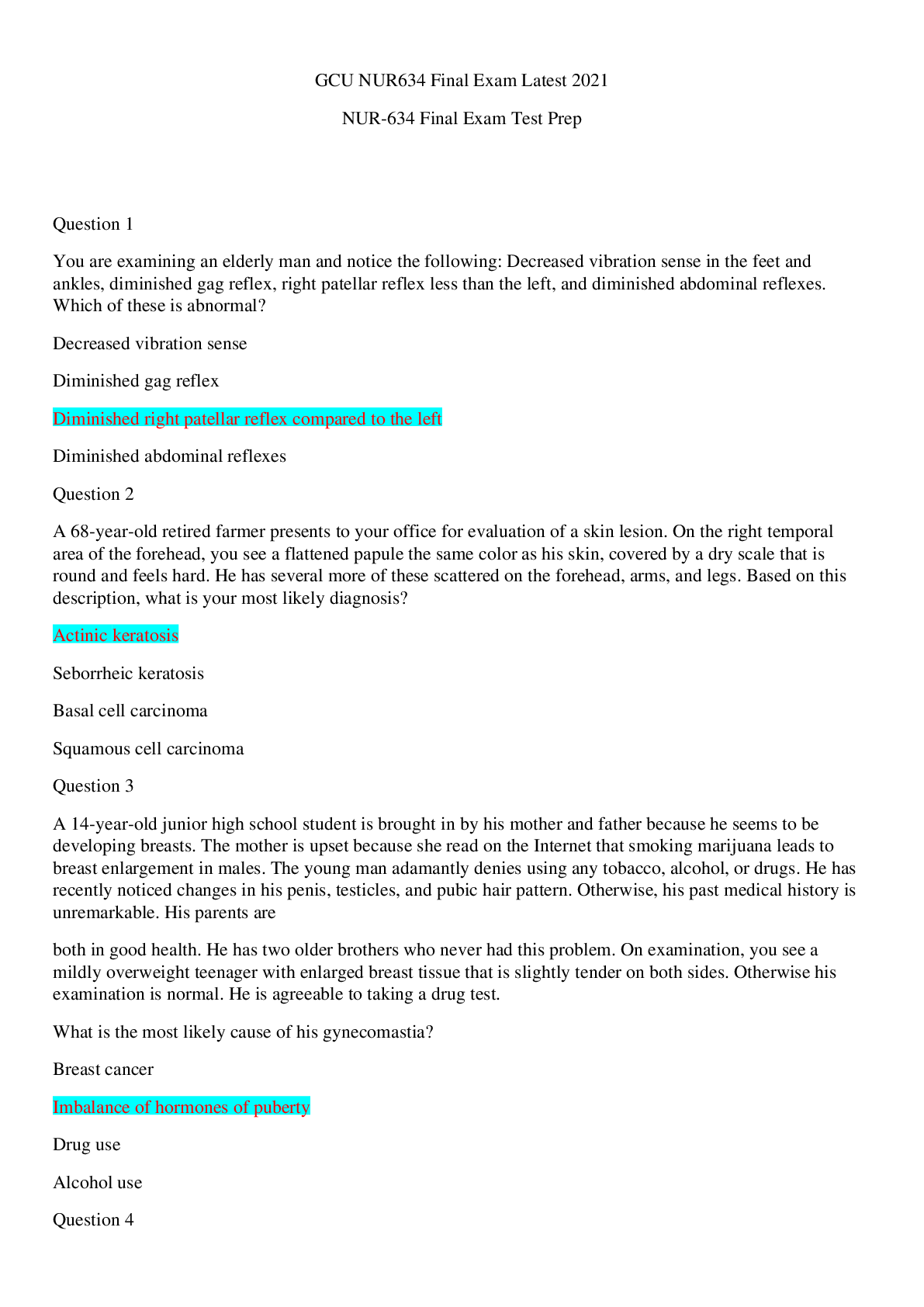 Preview image for GCU NUR634 Final Exam Latest 2021/GCU NUR634 Final Exam Latest 2021